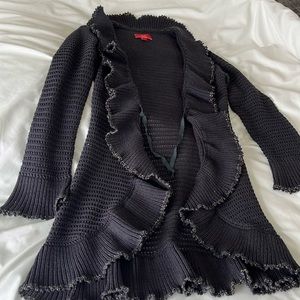 Oscar de la Renta purple ruffle cardigan